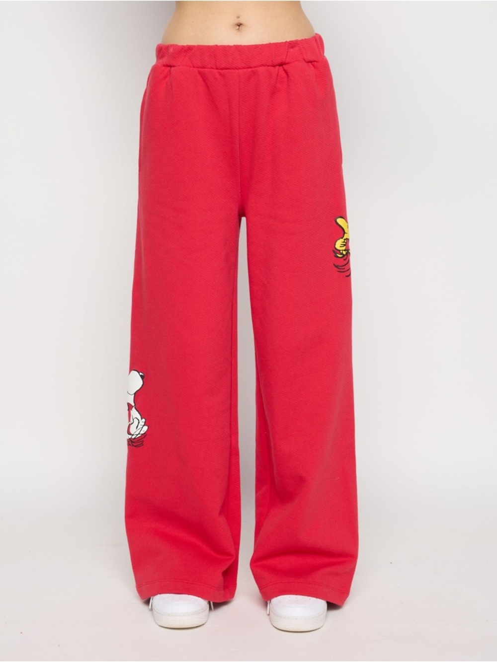 NWT Peanuts Samii Ryan Snoopy & Woodstock Red Wide Leg Graphic Sweatpants